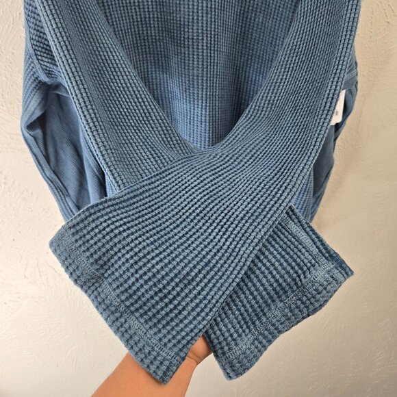 Free People One Blake Thermal Shirt XL Blue Oversized Relaxed Fit Streetwear NWT - Picture 5 of 14
